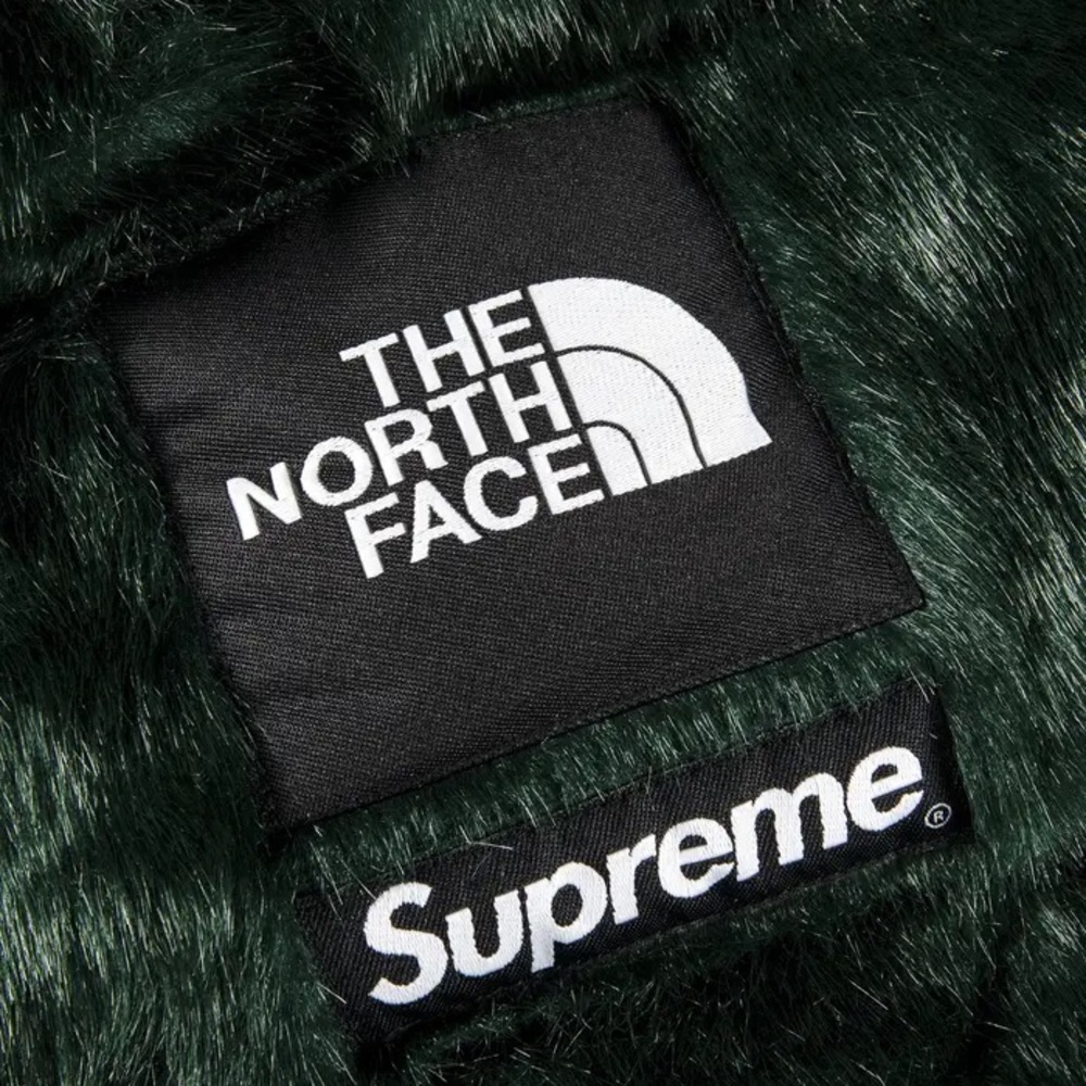 Supreme x The North Face Dark Green Faux Fur Puffer Jacket Medium - Picture 3 of 3